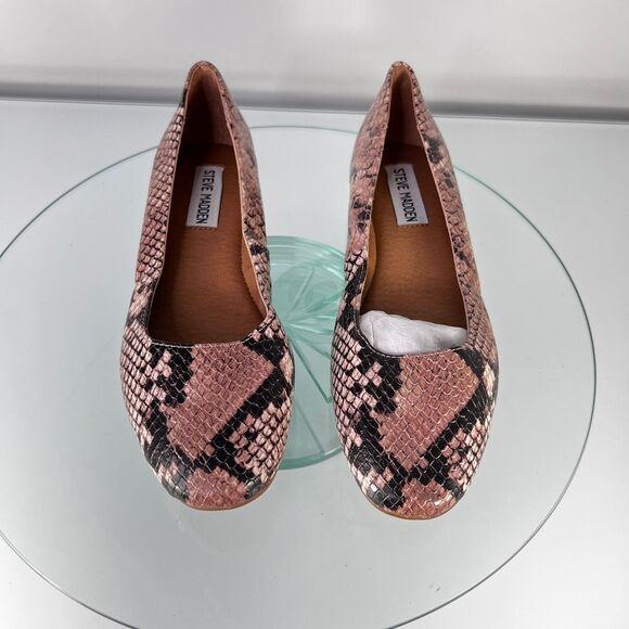 Steve Madden Danni Flats Faux Snakeskin Round Toe Slip On - Picture 3 of 7
